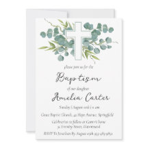 Moderne minimalistische eenvoudige doopuitnodiging