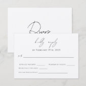 Moderne Minimalistische Eenvoudige Elegante RSVP K Kaartje (Voorkant / Achterkant)