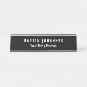 Moderne Minimalistische Eenvoudige Elegante Zwart Bureau Naambordje
