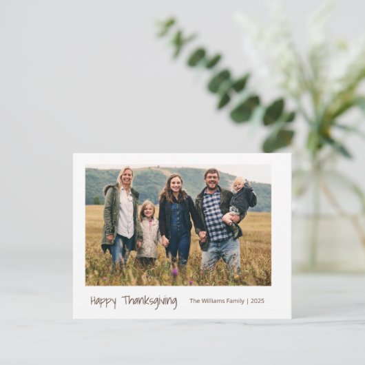 Moderne minimalistische eenvoudige familiefoto-Tha Feestdagenkaart (Staand voorkant)