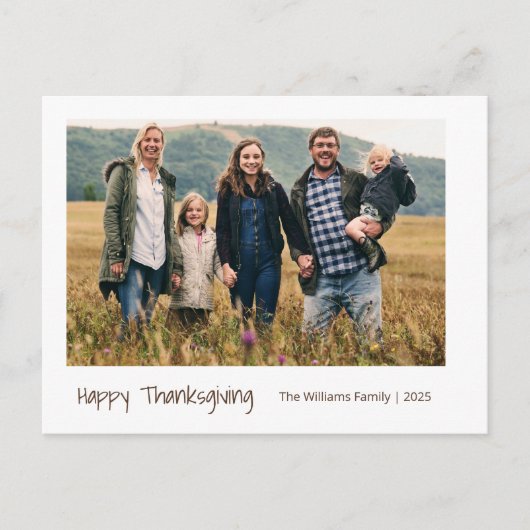 Moderne minimalistische eenvoudige familiefoto-Tha Feestdagenkaart (Voorkant)