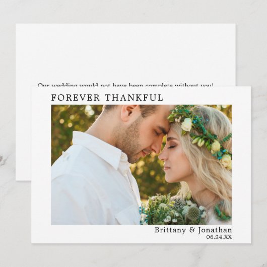 Moderne minimalistische eenvoudige forever dankzij bedankkaart (Voorkant / Achterkant)