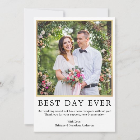 Moderne Minimalistische Eenvoudige Foto Beste Dag Bedankkaart (Voorkant)