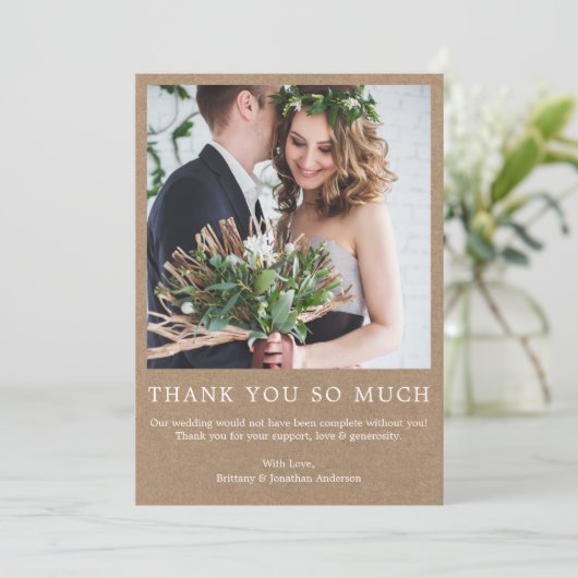 Moderne minimalistische eenvoudige foto Kraft zo v Bedankkaart (Staand voorkant)