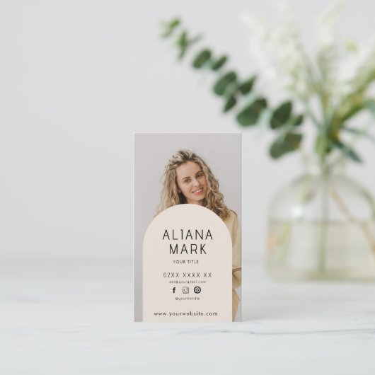 Moderne Minimalistische Eenvoudige Foto Profession Visitekaartje (Staand voorkant)