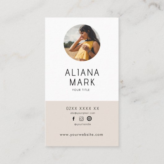 Moderne Minimalistische Eenvoudige Foto Profession Visitekaartje (Achterkant)