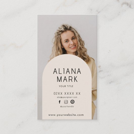 Moderne Minimalistische Eenvoudige Foto Profession Visitekaartje (Voorkant)