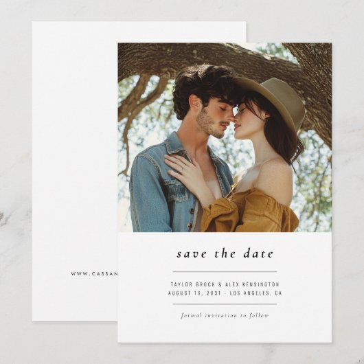 Moderne Minimalistische Eenvoudige Foto QR Code Tr Save The Date (Voorkant / Achterkant)