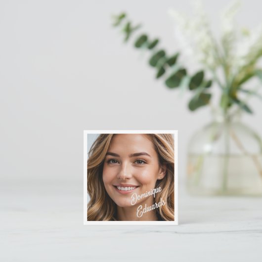 Moderne minimalistische eenvoudige foto sociale me vierkante visitekaartje (Staand voorkant)