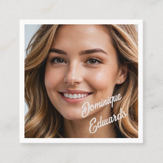 Moderne minimalistische eenvoudige foto sociale me vierkante visitekaartje (Voorkant)