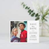Moderne, minimalistische, eenvoudige fotobruiloft  aankondigingskaart (Staand voorkant)