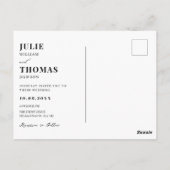 Moderne minimalistische eenvoudige fotobruiloft briefkaart (Achterkant)