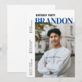 Moderne minimalistische eenvoudige fotoverjaardag kaart (Voorkant / Achterkant)