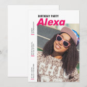 Moderne minimalistische eenvoudige fotoverjaardag kaart (Voorkant / Achterkant)