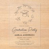 Moderne Minimalistische Eenvoudige Graduation Part Acryl Uitnodigingen (Voorkant)