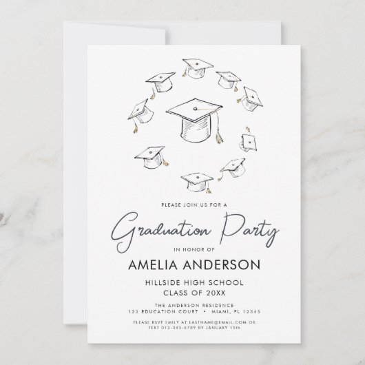 Moderne Minimalistische Eenvoudige Graduation Part Kaart (Voorkant)