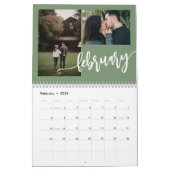 Moderne minimalistische eenvoudige groene fotocoll kalender (Feb 2026)