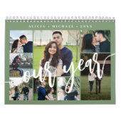 Moderne minimalistische eenvoudige groene fotocoll kalender (Hoes)