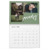 Moderne minimalistische eenvoudige groene fotocoll kalender (Jan 2026)