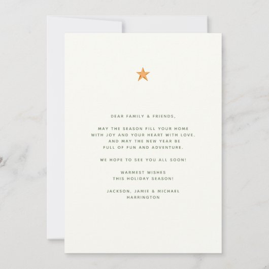 Moderne minimalistische eenvoudige kerstboomauto feestdagenkaart (Achterkant)