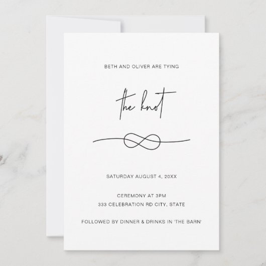 Moderne Minimalistische Eenvoudige Knoop Foto Uitn Save The Date (Voorkant)