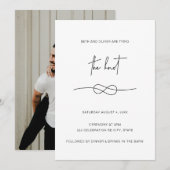 Moderne Minimalistische Eenvoudige Knoop Foto Uitn Save The Date (Voorkant / Achterkant)