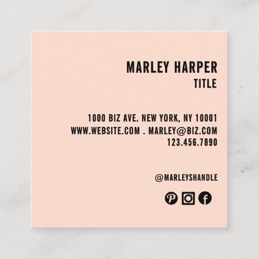 Moderne minimalistische eenvoudige leuke professio vierkante visitekaartje (Achterkant)