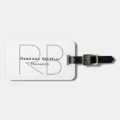 Moderne minimalistische eenvoudige monogram manage bagagelabel (Voorkant horizontaal)