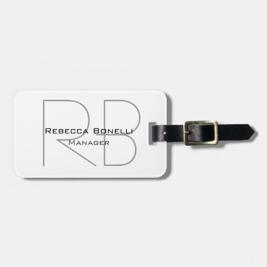 Moderne minimalistische eenvoudige monogram manage bagagelabel (Voorkant horizontaal)