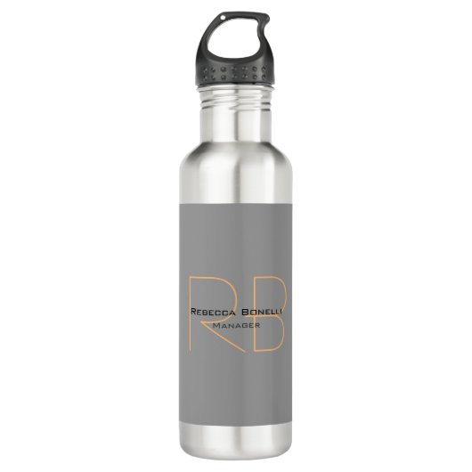 Moderne minimalistische eenvoudige monogram manage waterfles  (Voorkant)