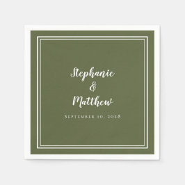 Moderne minimalistische eenvoudige olijfgroen huwe servet