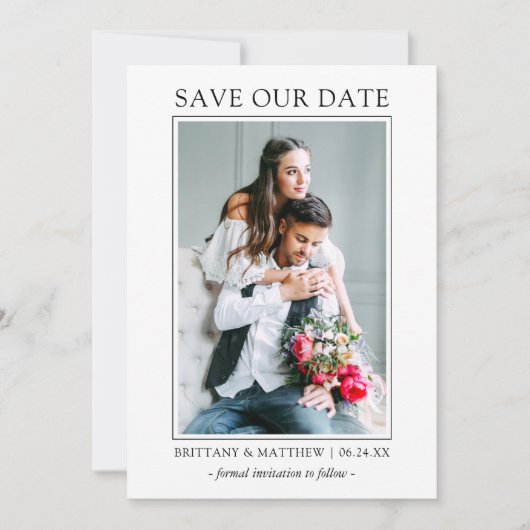 Moderne minimalistische, eenvoudige opslag van onz save the date (Voorkant)