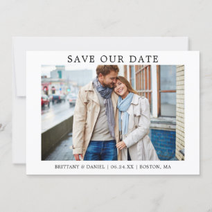 Moderne minimalistische, eenvoudige opslag van onz save the date