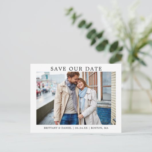 Moderne minimalistische eenvoudige opslag van onze briefkaart (Staand voorkant)