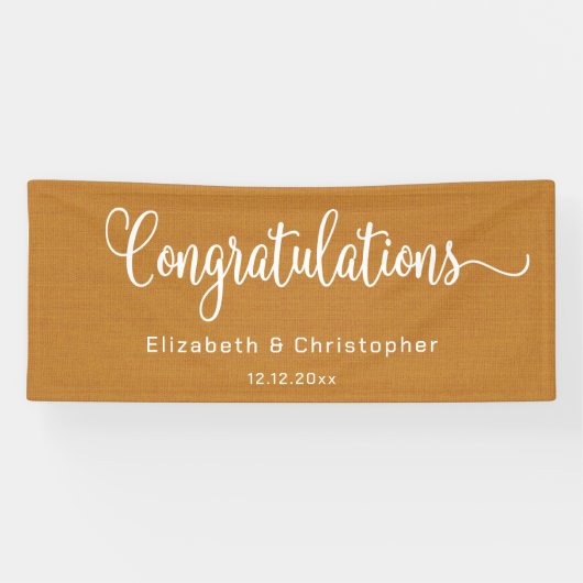 Moderne minimalistische eenvoudige Oranje felicita Spandoek (Horizontaal)