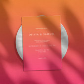 Moderne minimalistische eenvoudige Oranje roze bru Kaart