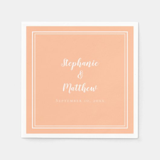 Moderne minimalistische eenvoudige perzik bruiloft servet (Voorkant)
