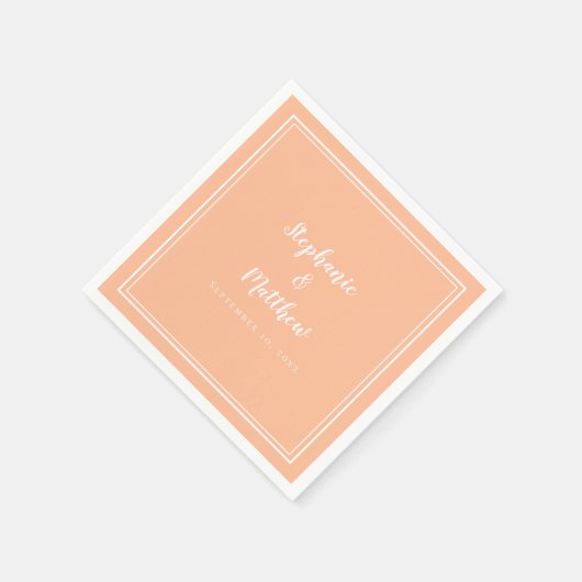 Moderne minimalistische eenvoudige perzik bruiloft servet (Hoek)