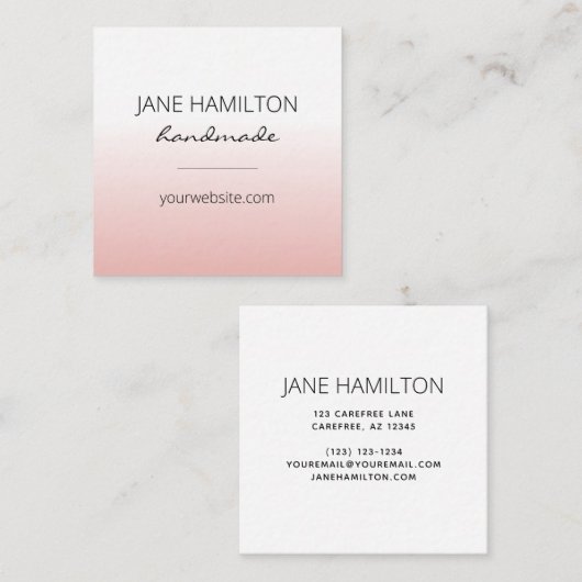 Moderne minimalistische eenvoudige profielkaart vierkante visitekaartje (Voorkant / Achterkant)