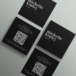 Moderne, minimalistische, eenvoudige QR-code perso Vierkante Visitekaartje