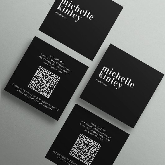 Moderne, minimalistische, eenvoudige QR-code perso Vierkante Visitekaartje