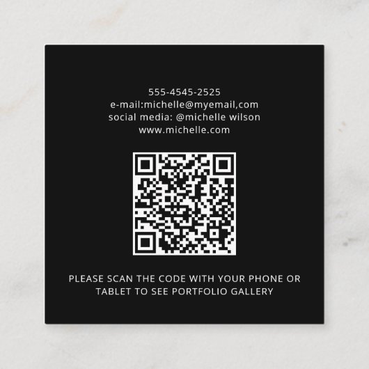 Moderne, minimalistische, eenvoudige QR-code perso Vierkante Visitekaartje (Achterkant)