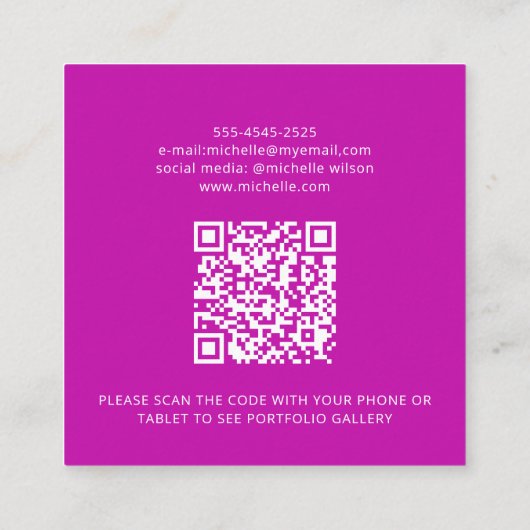 Moderne minimalistische eenvoudige QR-code persoon Vierkante Visitekaartje (Achterkant)