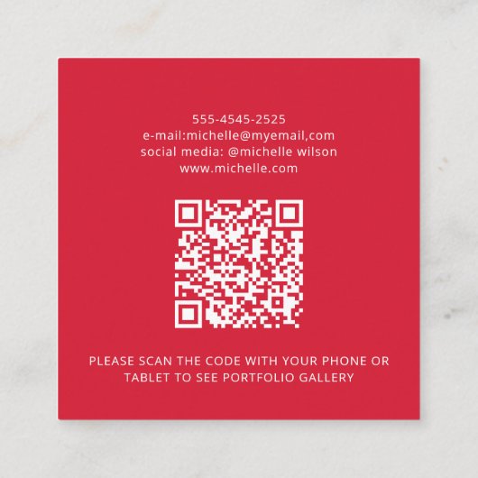 Moderne minimalistische eenvoudige QR-code persoon Vierkante Visitekaartje (Achterkant)
