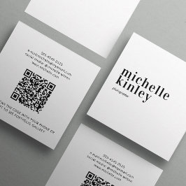 Moderne minimalistische eenvoudige QR-code persoon Vierkante Visitekaartje