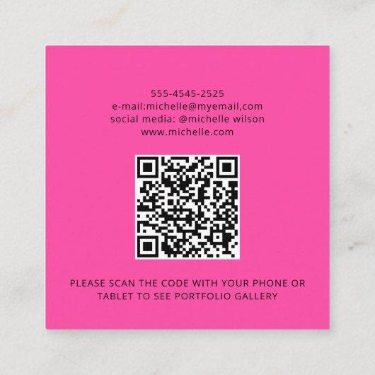 Moderne minimalistische eenvoudige QR-code persoon Vierkante Visitekaartje (Achterkant)