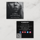 Moderne minimalistische eenvoudige QR-codefotograf Vierkante Visitekaartje (Voorkant / Achterkant)
