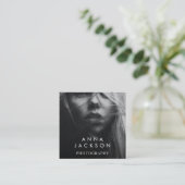 Moderne minimalistische eenvoudige QR-codefotograf Vierkante Visitekaartje (Staand voorkant)