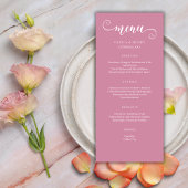 Moderne minimalistische eenvoudige roze bruiloft m menu