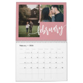 Moderne minimalistische eenvoudige roze fotocollag kalender (Feb 2026)